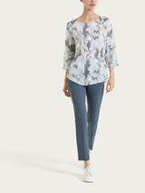 Blusa con manica 3/4 e fantasia in EcoSeta Neri Donna - Ragno