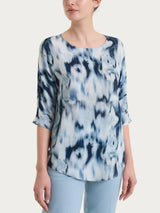 Blaue Ecoseta Bluse mit gemusterten 3/4-Ärmeln für Damen - Ragno