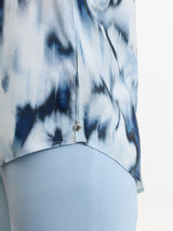 Blaue Ecoseta Bluse mit gemusterten 3/4-Ärmeln für Damen - Ragno