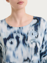 Blaue Ecoseta Bluse mit gemusterten 3/4-Ärmeln für Damen - Ragno