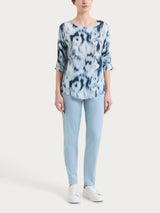 Blaue Ecoseta Bluse mit gemusterten 3/4-Ärmeln für Damen - Ragno