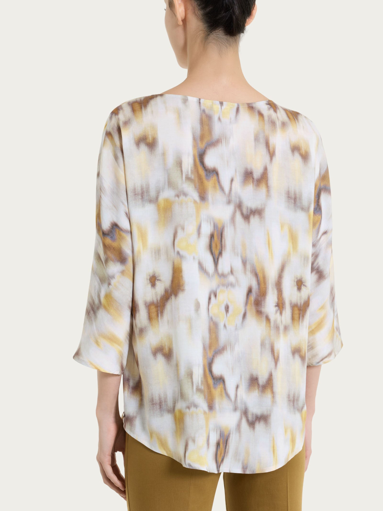 Blusa con manica 3/4 e fantasia in EcoSeta Verdi Donna - Ragno