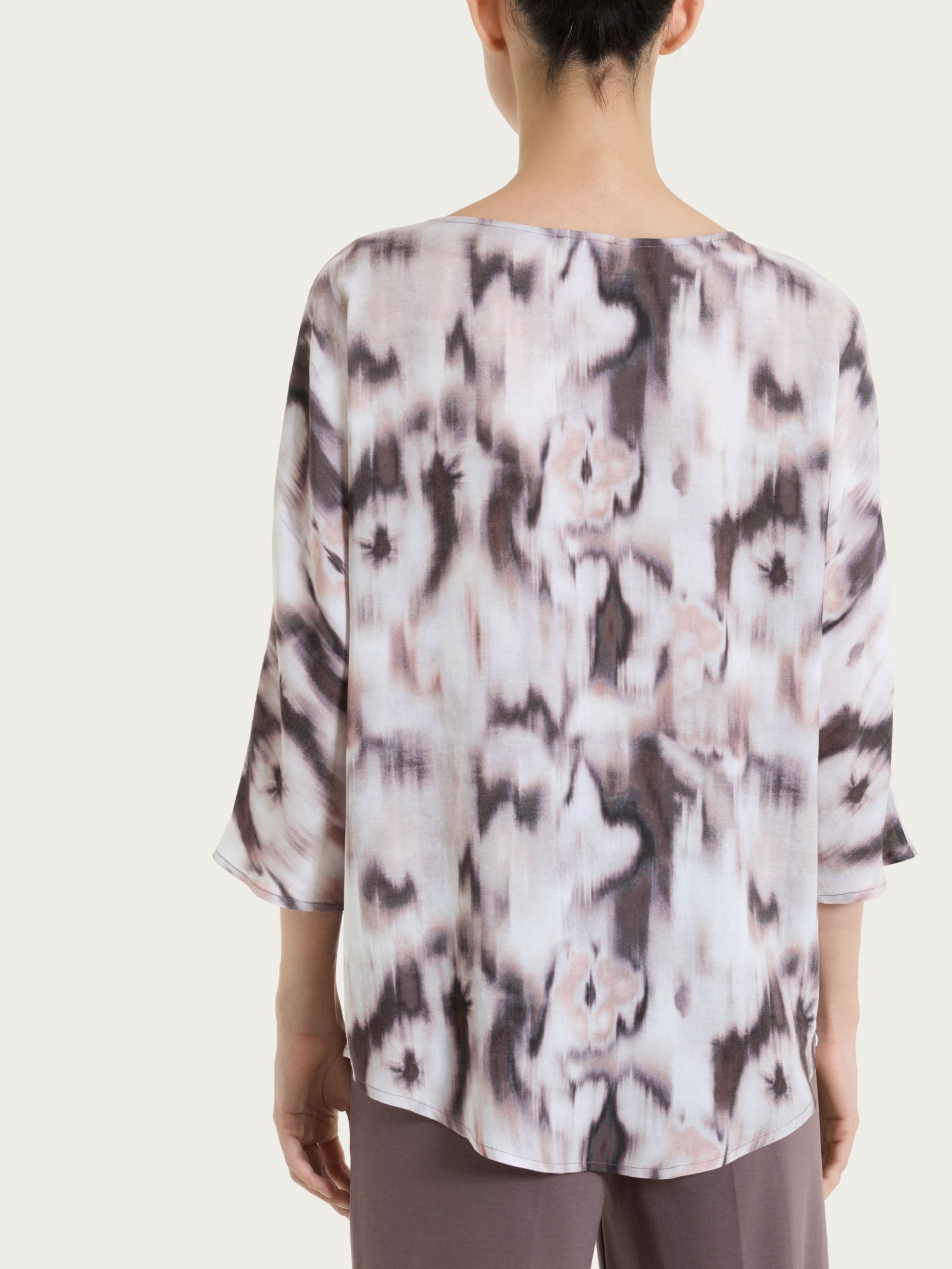 Blusa con manica 3/4 e fantasia in EcoSeta Viola Donna - Ragno