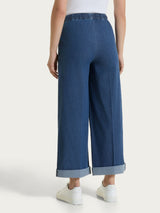 Jeans ampio alla caviglia con vita piatta in Super Light Denim Viola Donna - Ragno