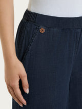 Jeans ampio alla caviglia con vita piatta in Super Light Denim Blu Donna - Ragno