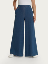 Jeans a palazzo con tasche e vita piatta in Super Light Denim Viola Donna - Ragno