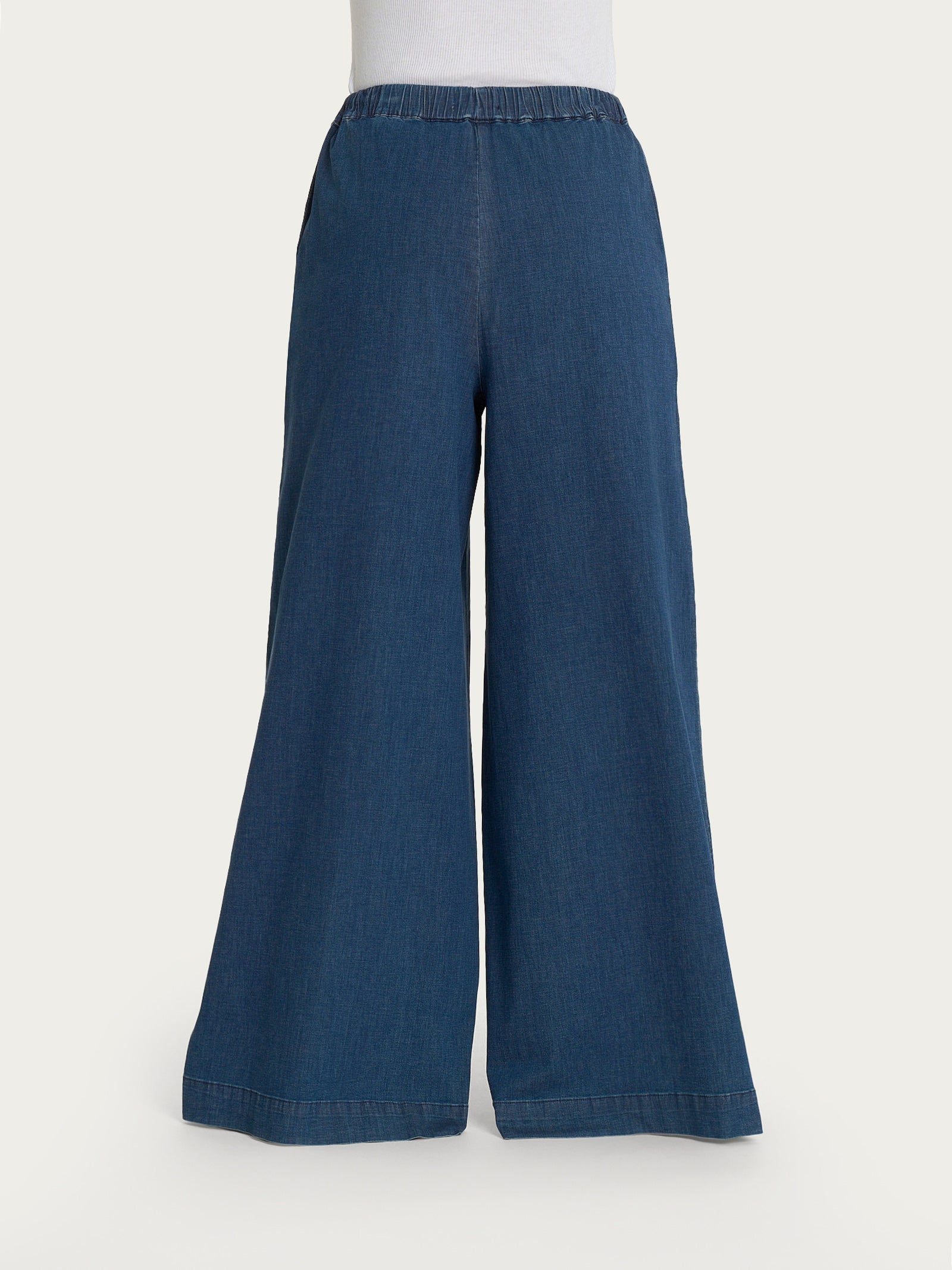 Jeans a palazzo con tasche e vita piatta in Super Light Denim Viola Donna - Ragno