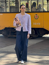 Jeans a palazzo con tasche e vita piatta in Super Light Denim Viola Donna - Ragno