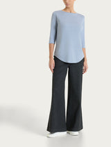 Jeans a palazzo con tasche e vita piatta in Super Light Denim Neri Donna - Ragno