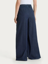 Jeans a palazzo con tasche e vita piatta in Super Light Denim Blu Donna - Ragno