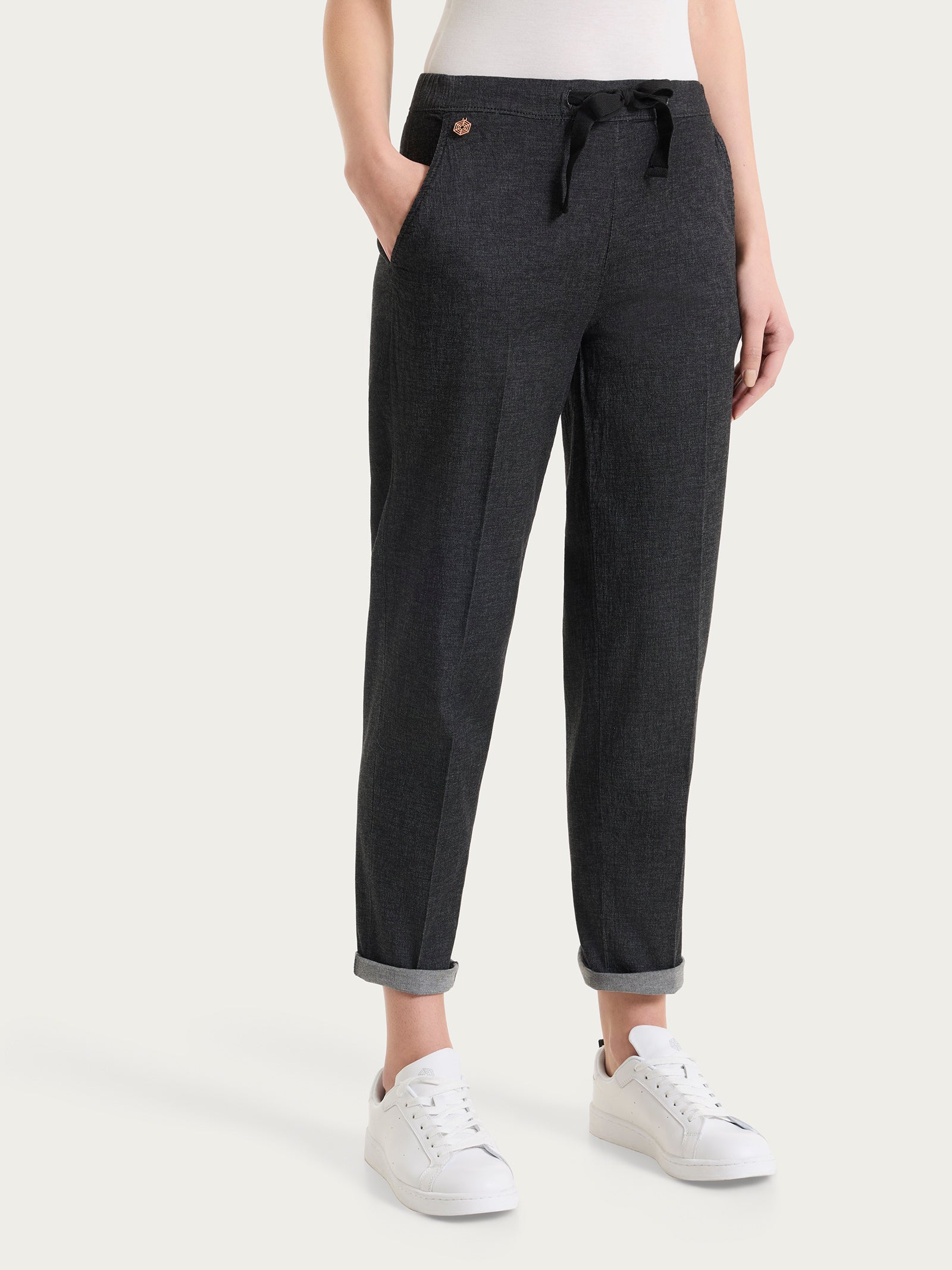 Jeans jogger con tasche in Super Light Denim Neri Donna - Ragno