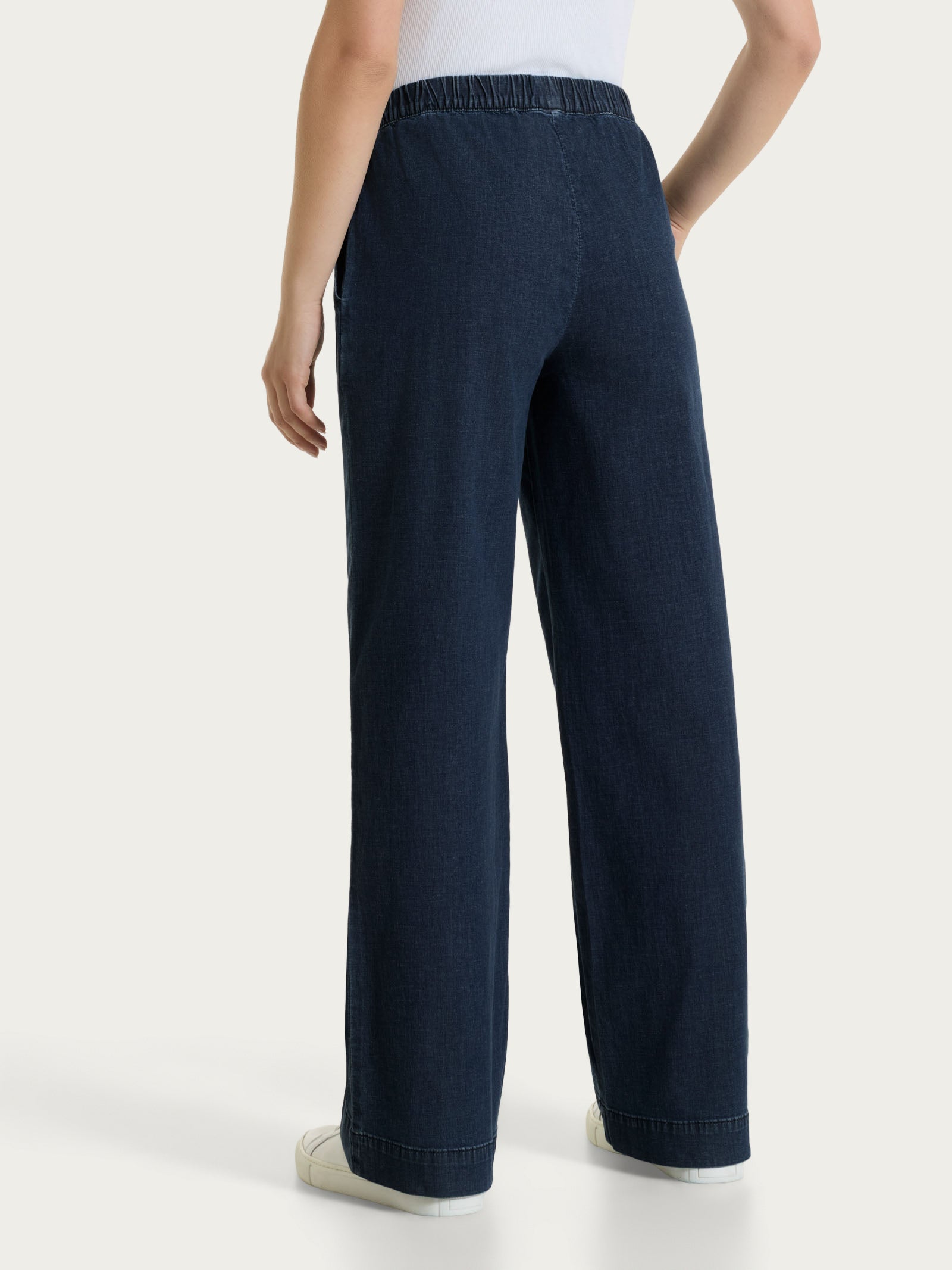 Jeans ampio con tasche e vita piatta in Super Light Denim Blu Donna - Ragno