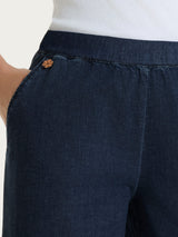 Jeans ampio con tasche e vita piatta in Super Light Denim Blu Donna - Ragno