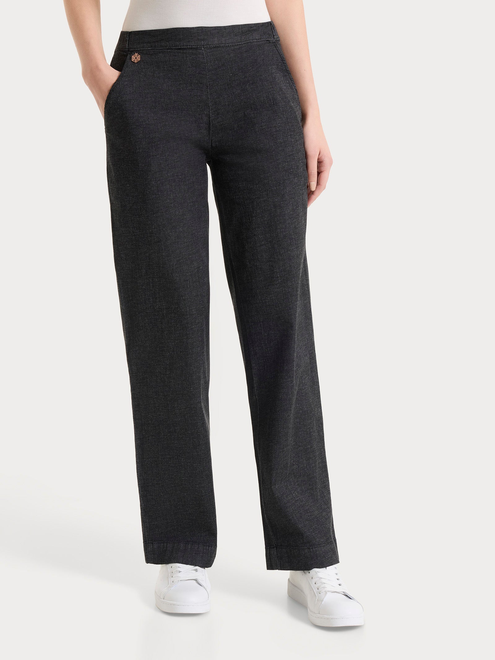 Jeans a gamba dritta con tasche in Super Light Denim Neri Donna - Ragno