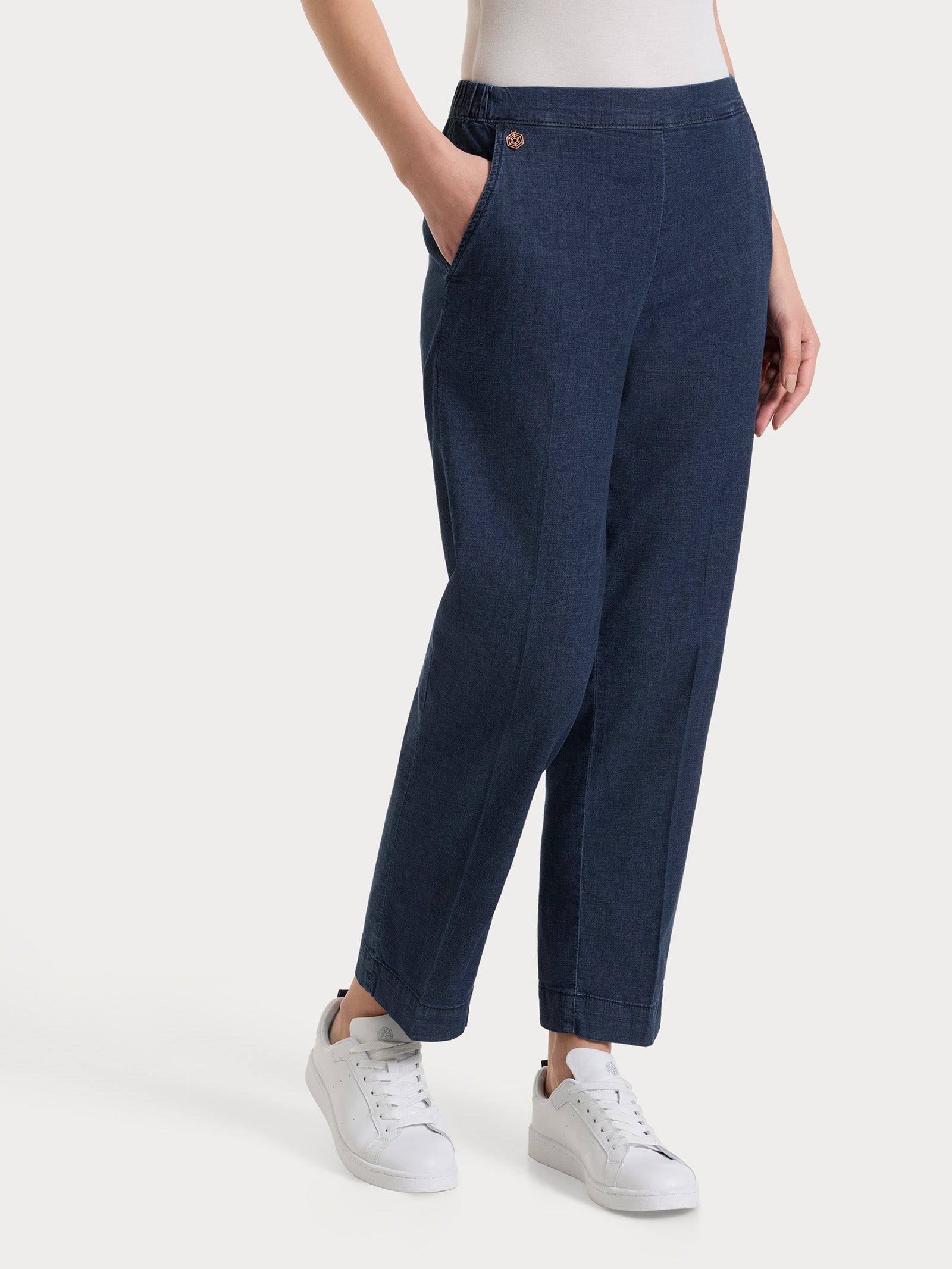 Jeans a gamba dritta con tasche in Super Light Denim Blu Donna - Ragno