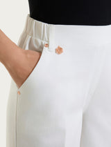 Jeans ampio alla caviglia con tasche e vita piatta in Light Denim Bianchi Donna - Ragno