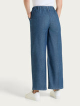 Jeans ampio alla caviglia con tasche e vita piatta in Light Denim Blu Donna - Ragno