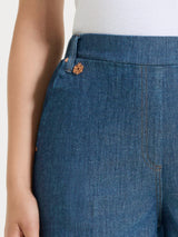 Jeans ampio alla caviglia con tasche e vita piatta in Light Denim Blu Donna - Ragno