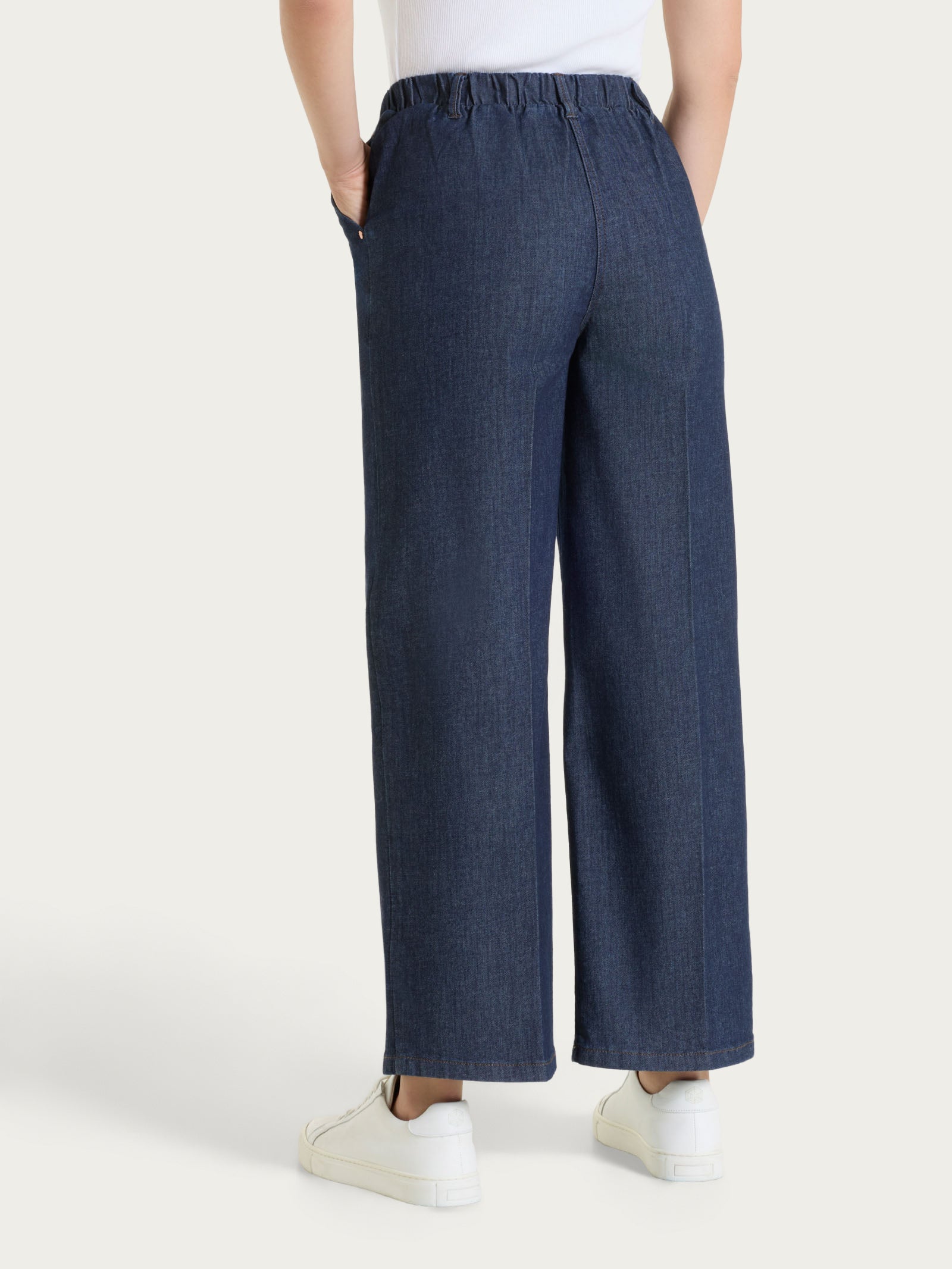 Jeans ampio alla caviglia con tasche e vita piatta in Light Denim Viola Donna - Ragno