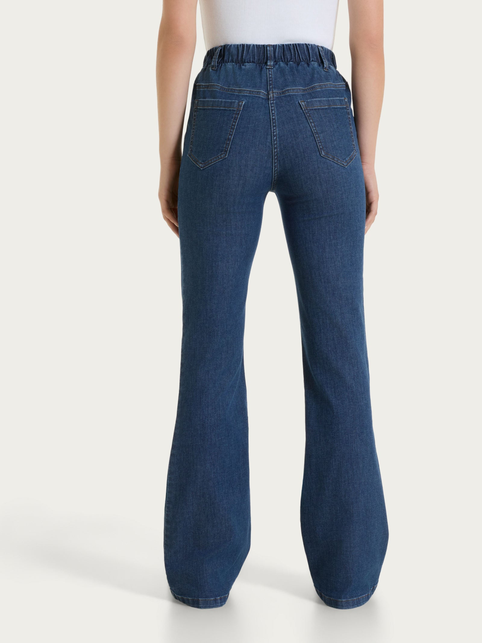 Jeans flare con tasche e vita piatta in Light Denim Blu Donna - Ragno