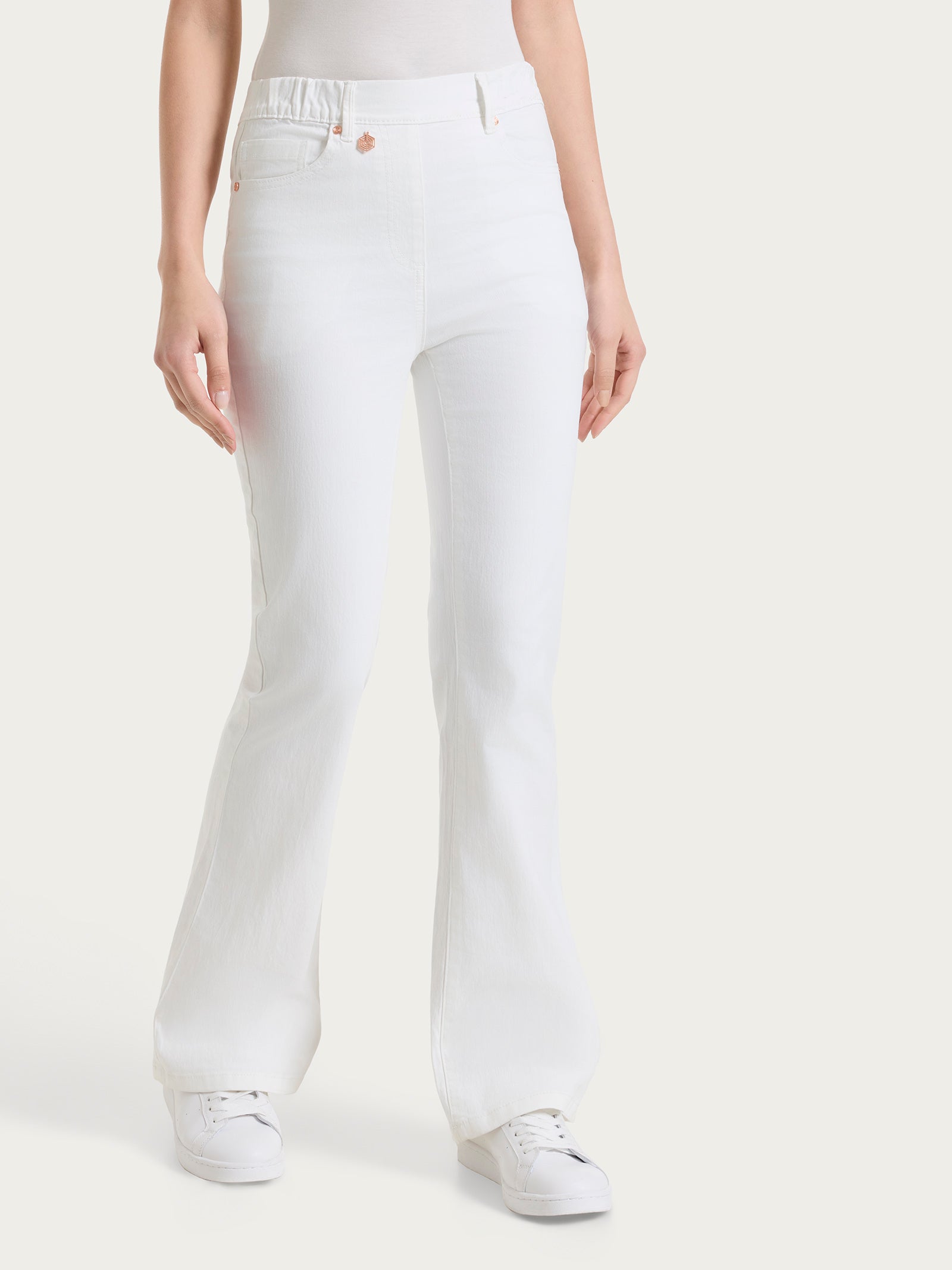 Jeans flare con tasche e vita piatta in Light Denim Bianchi Donna - Ragno