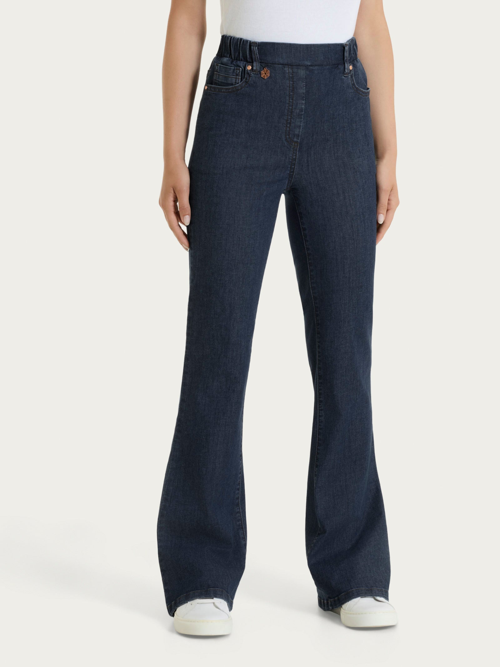 Jeans flare con tasche e vita piatta in Light Denim Viola Donna - Ragno