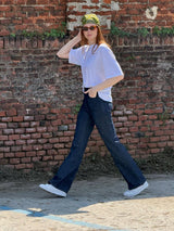 Jeans flare con tasche e vita piatta in Light Denim Viola Donna - Ragno