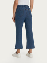 Knöchelhohe Jeans mit Taschen und flacher Taille in Light Denim Blau Women - Ragno