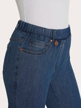 Knöchelhohe Jeans mit Taschen und flacher Taille in Light Denim Blau Women - Ragno