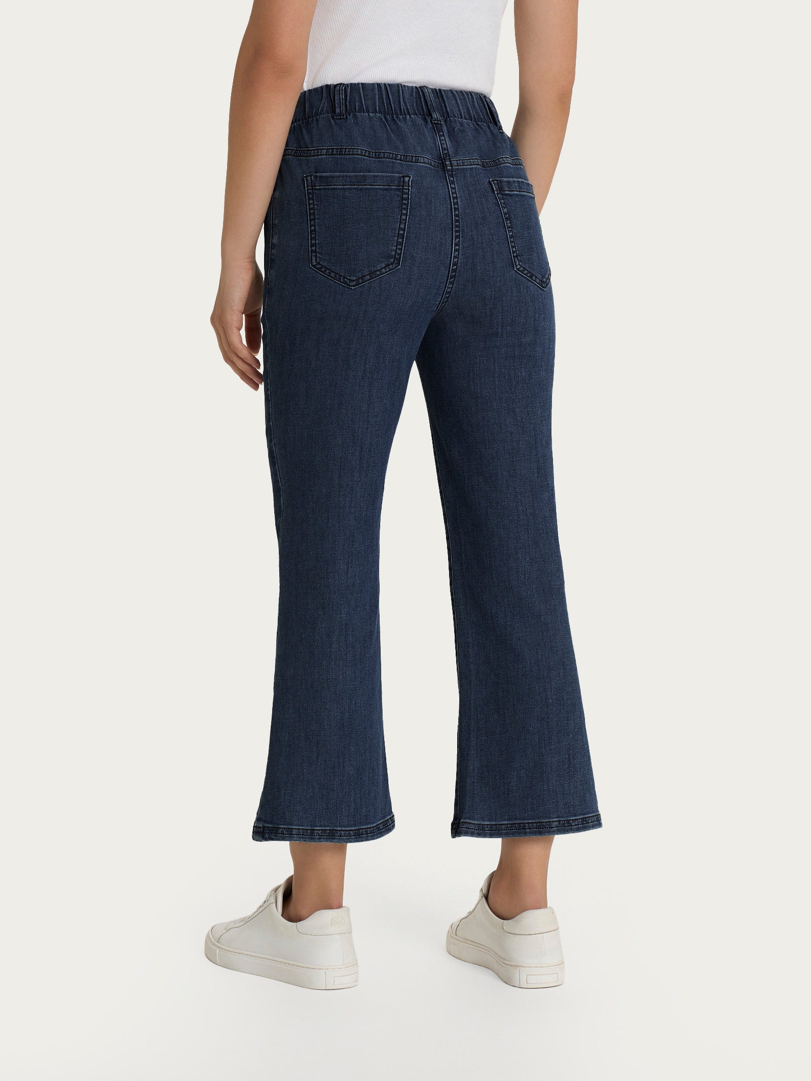 Jeans flare alla caviglia con tasche e vita piatta in Light Denim Viola Donna - Ragno