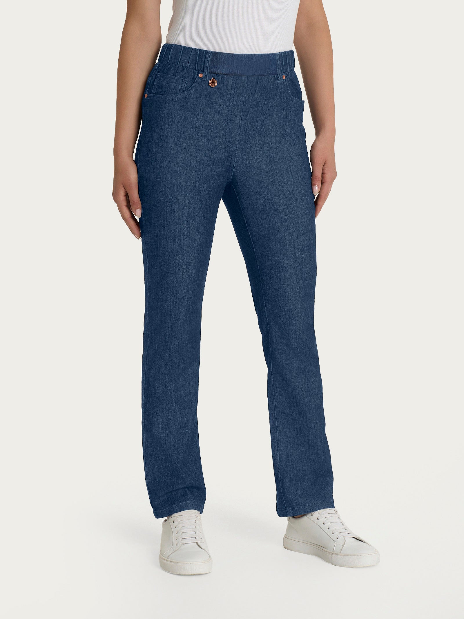 Jeans a gamba dritta con tasche e vita piatta in Light Denim Blu Donna - Ragno