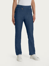 Jeans a gamba dritta con tasche e vita piatta in Light Denim Blu Donna - Ragno