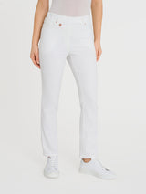Jeans a gamba dritta con tasche e vita piatta in Light Denim Bianchi Donna - Ragno