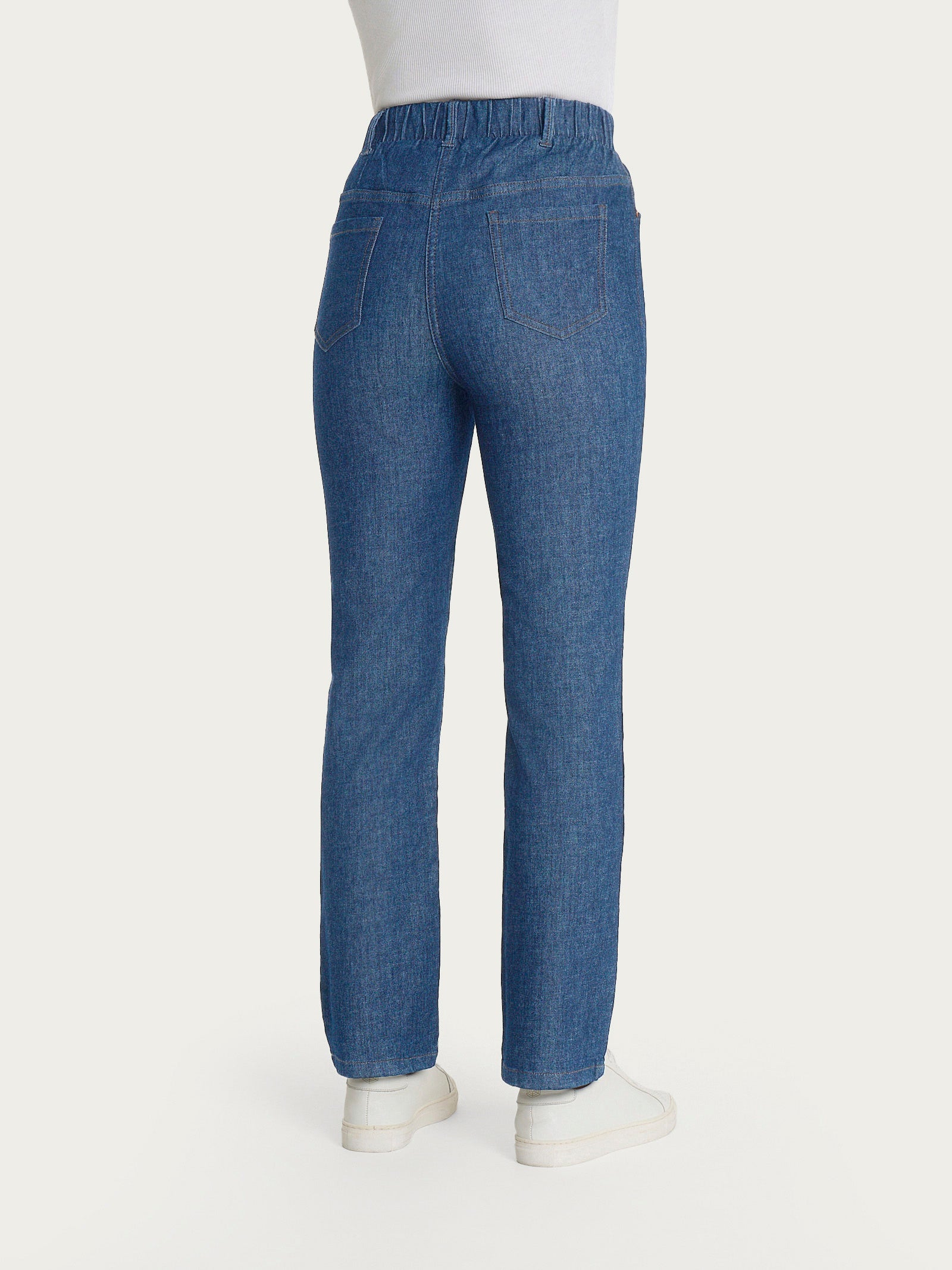 Jeans a gamba dritta con tasche e vita piatta in Light Denim Blu Donna - Ragno