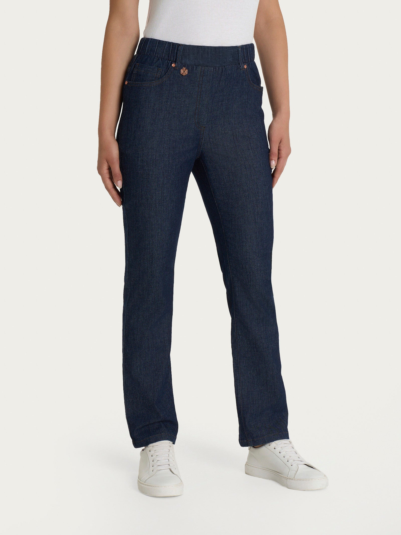 Jeans a gamba dritta con tasche e vita piatta in Light Denim Viola Donna - Ragno