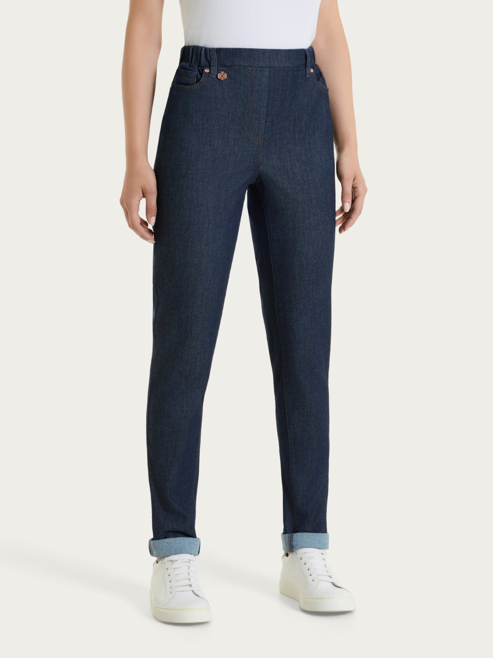 Jeans a 5 tasche con vita piatta in Light Denim  Viola Donna - Ragno