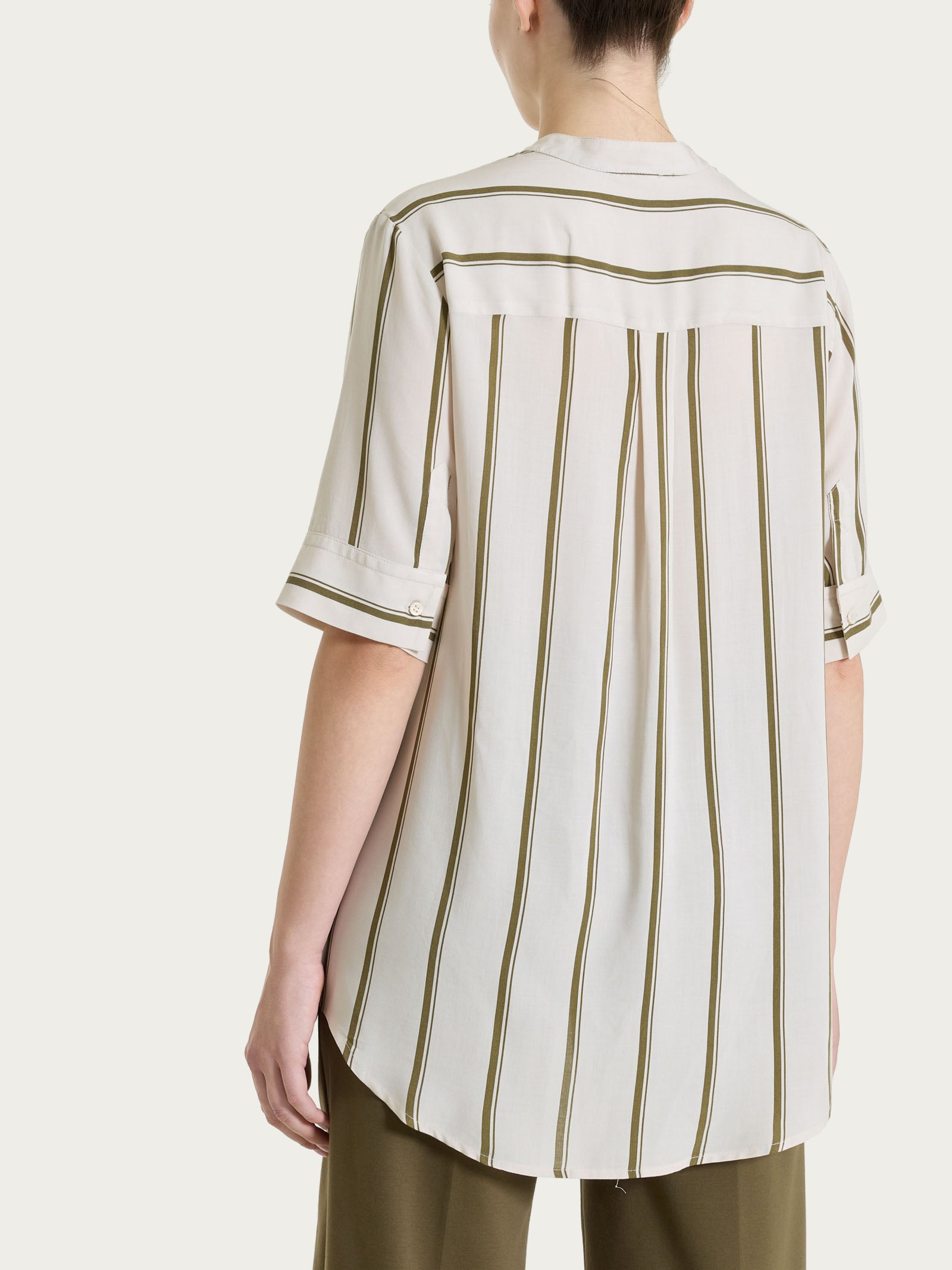 Blusa a righe spaziate e manica corta in EcoSeta Verdi Donna - Ragno