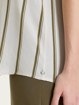 Blusa a righe spaziate e manica corta in EcoSeta Verdi Donna - Ragno