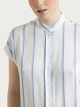 Camisa de rayas espaciadas de manga corta en Ecoseta Azules Mujer - Ragno