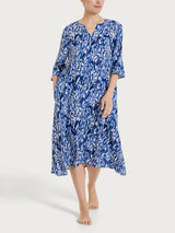 Abito lungo con fantasia in Crêpe Blu Donna - Ragno