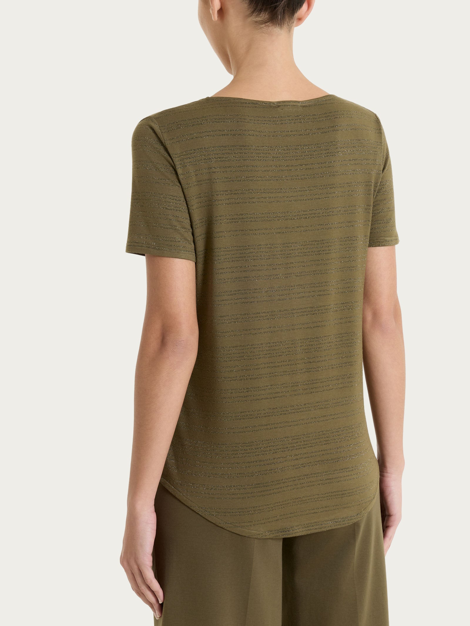 Maglietta con righe orizzontali alternate in Viscosa Summer e Lurex Verdi Donna - Ragno