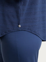 Maglietta con righe orizzontali alternate in Viscosa Summer e Lurex Blu Donna - Ragno