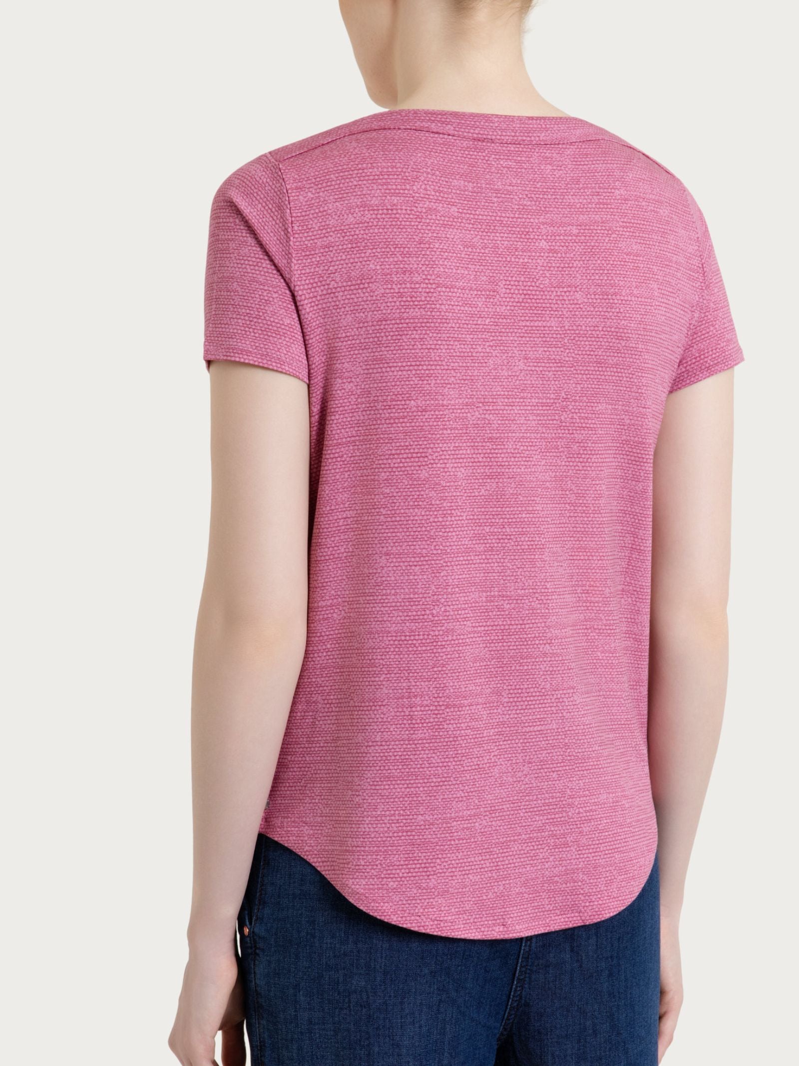 Maglietta girocollo con stampa in jersey di viscosa crêpe Rosa Donna - Ragno