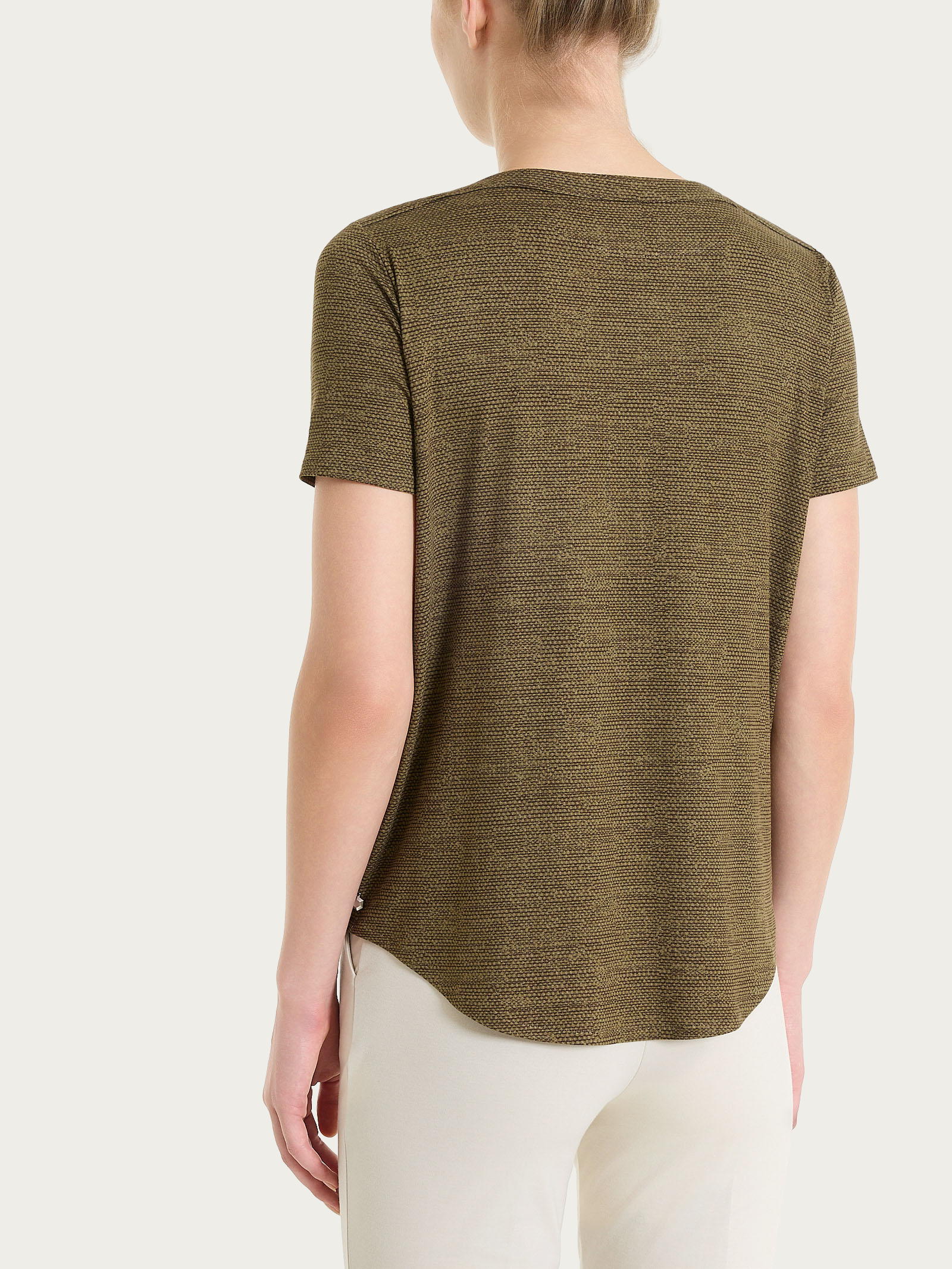 Maglietta girocollo con stampa in jersey di viscosa crêpe Verdi Donna - Ragno