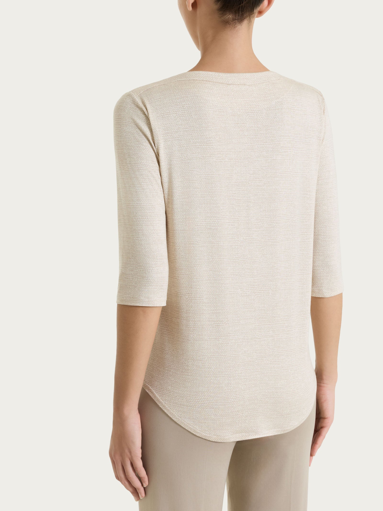 Maglietta con stampa e scollo a barchetta in jersey di viscosa crêpe Bianchi Donna - Ragno