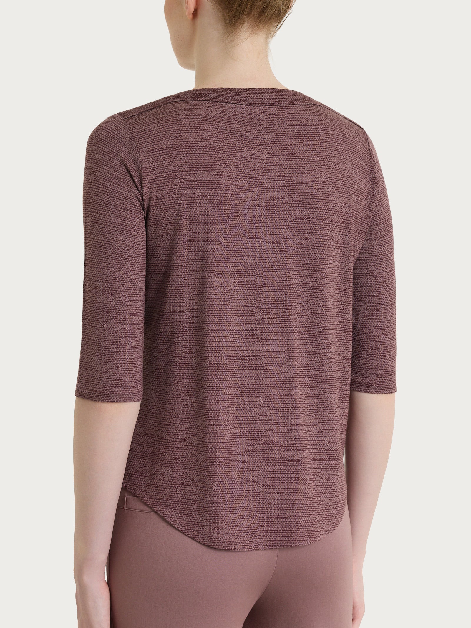 Maglietta con stampa e scollo a barchetta in jersey di viscosa crêpe Viola Donna - Ragno