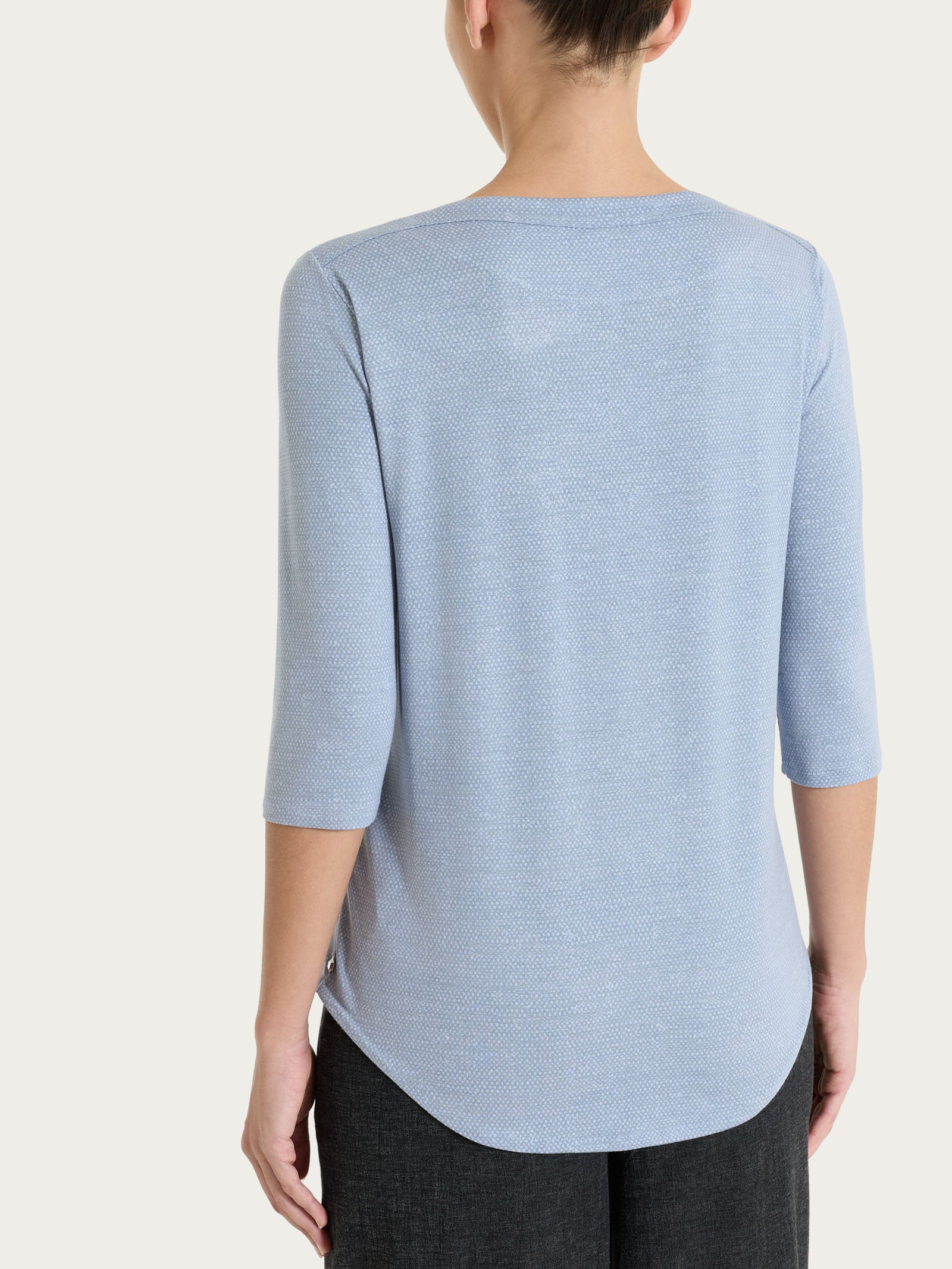 Maglietta con stampa e scollo a barchetta in jersey di viscosa crêpe Azzurri Donna - Ragno