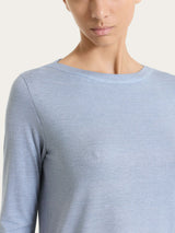 Maglietta con stampa e scollo a barchetta in jersey di viscosa crêpe Azzurri Donna - Ragno