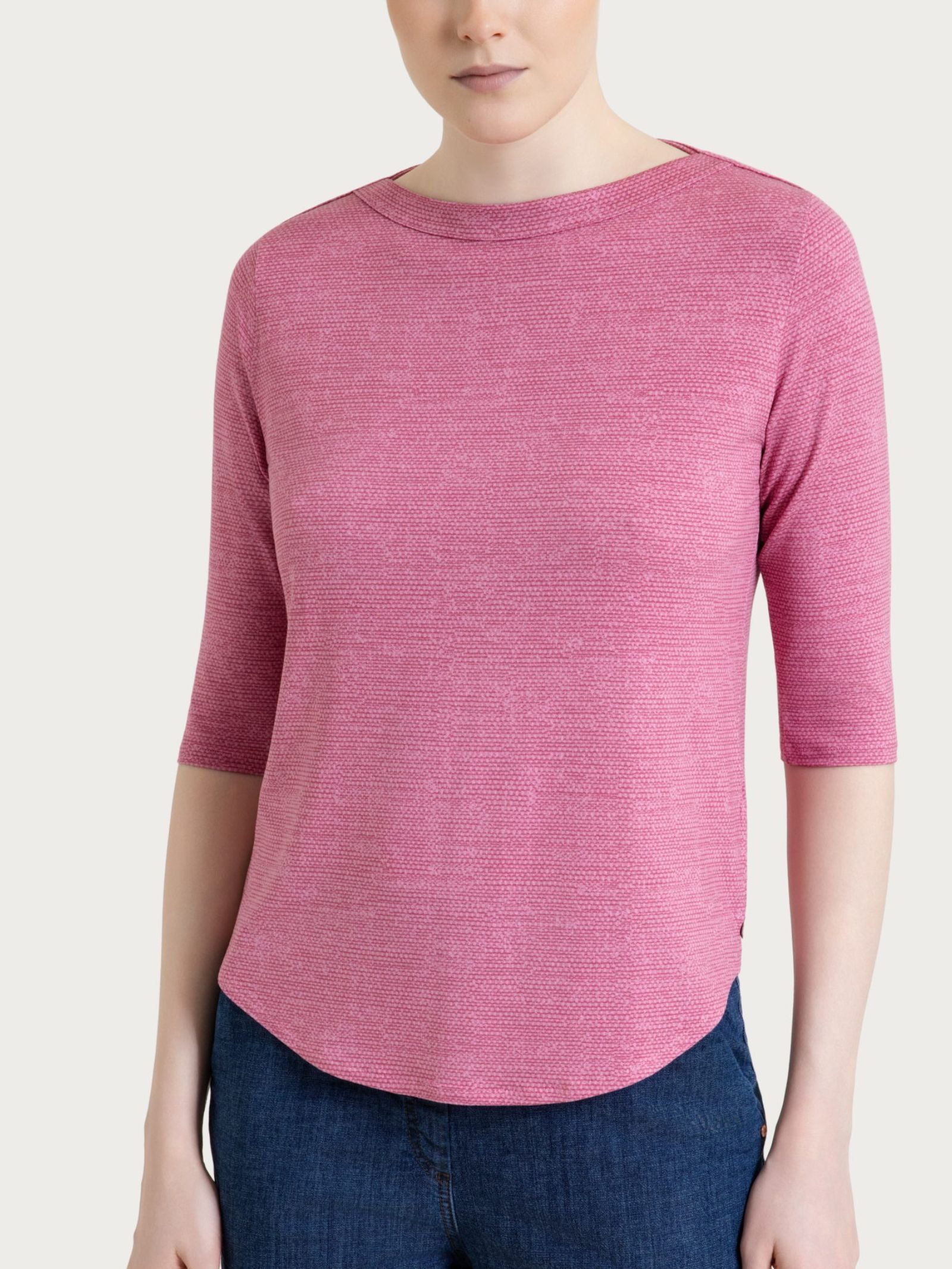 Maglietta con stampa e scollo a barchetta in jersey di viscosa crêpe Rosa Donna - Ragno