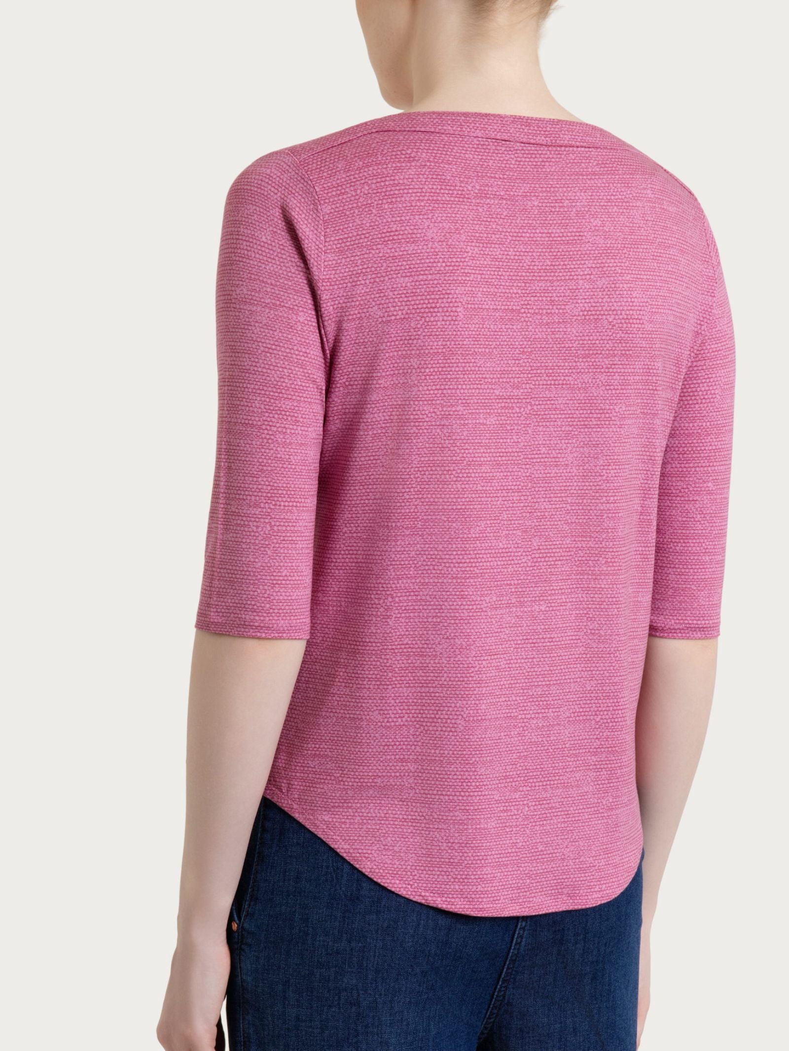 Maglietta con stampa e scollo a barchetta in jersey di viscosa crêpe Rosa Donna - Ragno